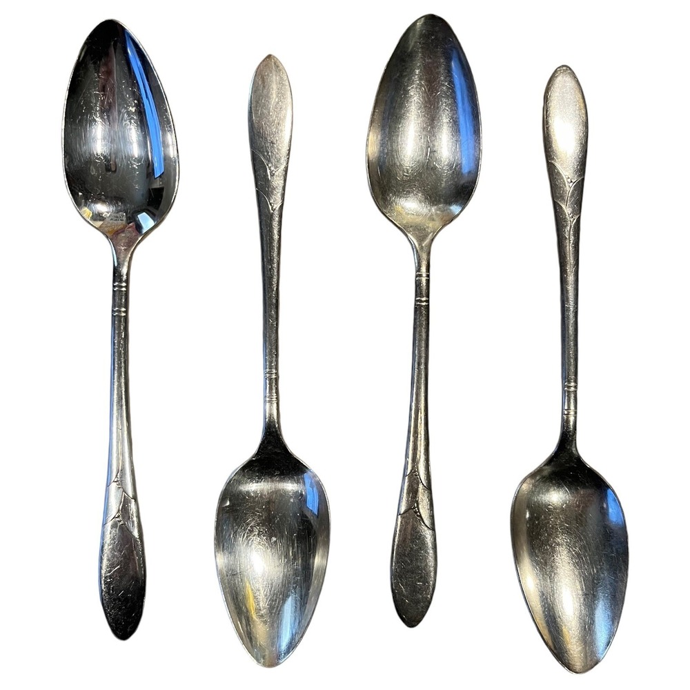 Oneida Community LADY HAMILTON‎ 4 Oval Soup Spoons Silverplate 1932 Silverware
